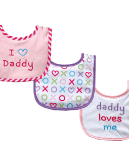 Luvable Friends I Love Mommy and Daddy Baby Bibs, Blue Daddy, 3 Count